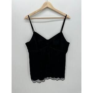 Vintage‎ George Womens Babydoll Lace Tank Size XL Black Dark Fairy Grunge Y2K